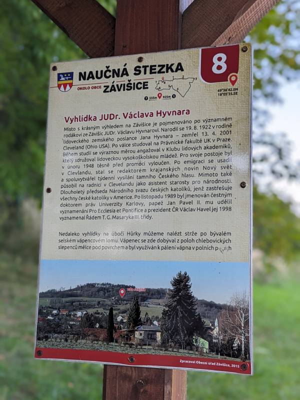 Vyhlídka JUDr. Václava Hyvnara - informační cedule