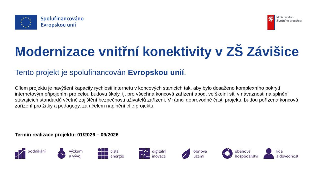 Modernizace vnitřní konektivity v ZŠ Závišice Modernizace vnitřní konektivity v ZŠ Závišice