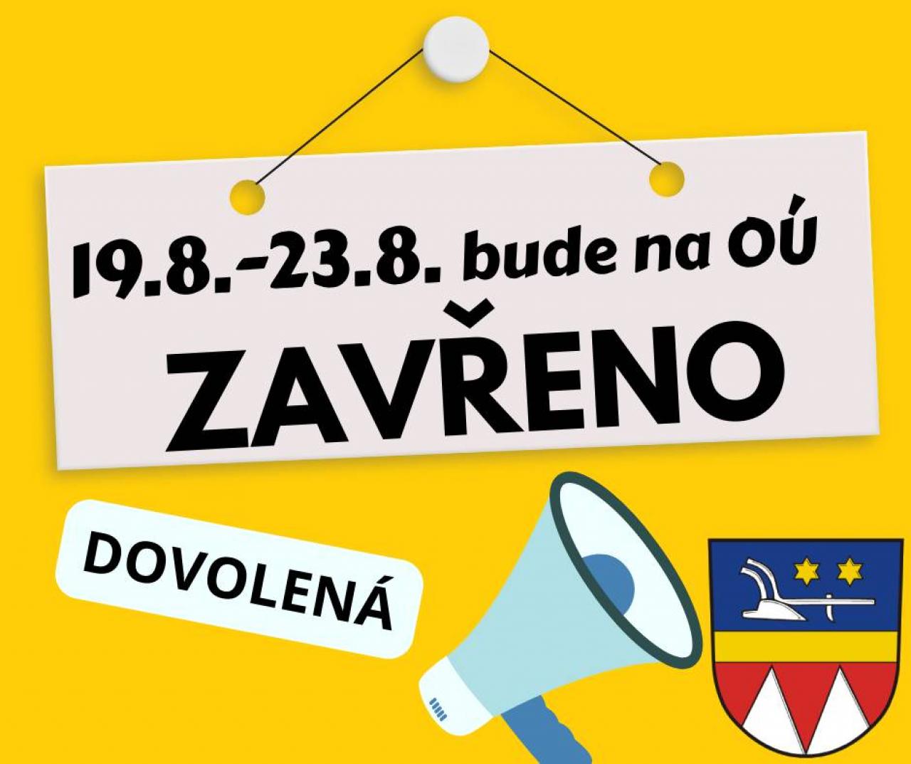 Obecní úřad uzavřen - 19.8.-23.8.