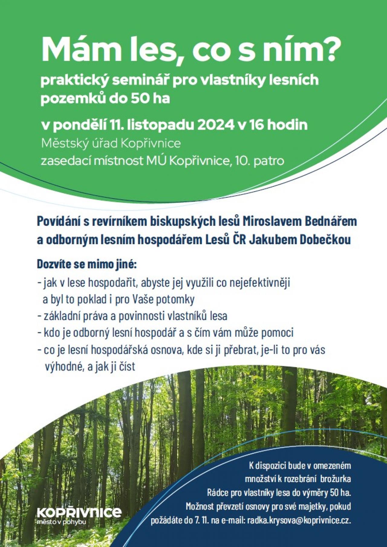 Pozvání na seminář pro vlastníky lesů Pozvání na seminář pro vlastníky lesů