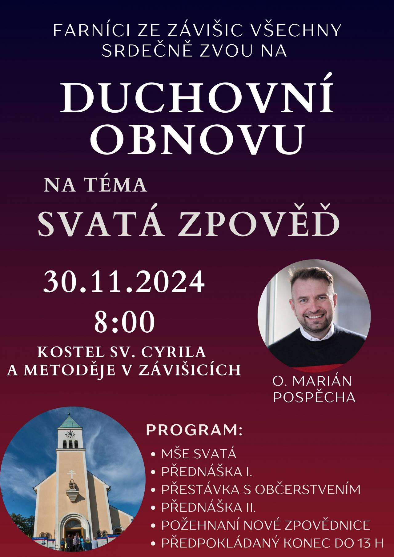 Pozvánka na Duchovní obnovu 30.11. Pozvánka na Duchovní obnovu 30.11.